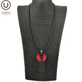 Red Wood Pendant Necklace for Halloween Gothic Look