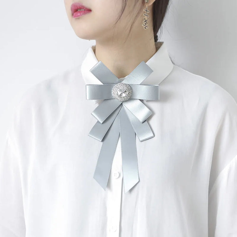 Big Crystal Bowknot Brooch Shirt Bow Tie Corsage Wedding