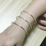 Metal Lines Rigid Cuff Open Bracelet for Women