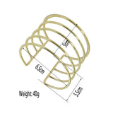 Metal Lines Rigid Cuff Open Bracelet for Women