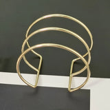 Metal Lines Rigid Cuff Open Bracelet for Women