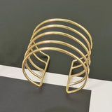 Metal Lines Rigid Cuff Open Bracelet for Women