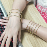 Metal Lines Rigid Cuff Open Bracelet for Women