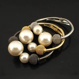 Charming Simulated Pearl Bracelet - Metal Cuff Bangle Statement Jewelry