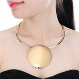 Metal Circle Pendant Choker Necklace Jewelry Women Statement Necklaces