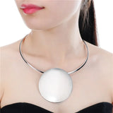 Metal Circle Pendant Choker Necklace Jewelry Women Statement Necklaces