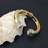 Square Crystal Bangles & Silver CC Cuff Bracelets Jewelry B126