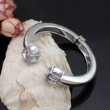 Square Crystal Bangles & Silver CC Cuff Bracelets Jewelry B126