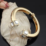 Square Crystal Bangles & Silver CC Cuff Bracelets Jewelry B126