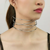 Punk Alloy Torques Bib Choker Necklaces Metal Collar Necklace