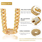 Iced Out 12MM 18k Silver Diamond Cuban Link Chain Necklace