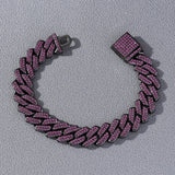 Hip Hop Cuban Link Chain Bracelets Purple Green Rhinestone Wristband