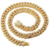 ULY 13MM 18k Plated Diamond Cuban Chain Hip Hop Necklace
