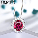 Nano Ruby Princess Pendant Necklace 925 Silver Chain