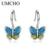 925 Sterling Silver Colorful Butterfly Drop Earrings for Women
