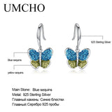 925 Sterling Silver Colorful Butterfly Drop Earrings for Women