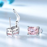 925 Sterling Silver Morganite Clip Earrings, Wedding Jewelry