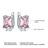 925 Sterling Silver Morganite Clip Earrings, Wedding Jewelry