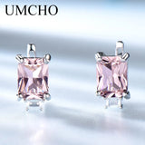 925 Sterling Silver Morganite Clip Earrings, Wedding Jewelry
