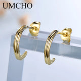 925 Sterling Silver Stud Earrings Party Fine Jewelry Yellow
