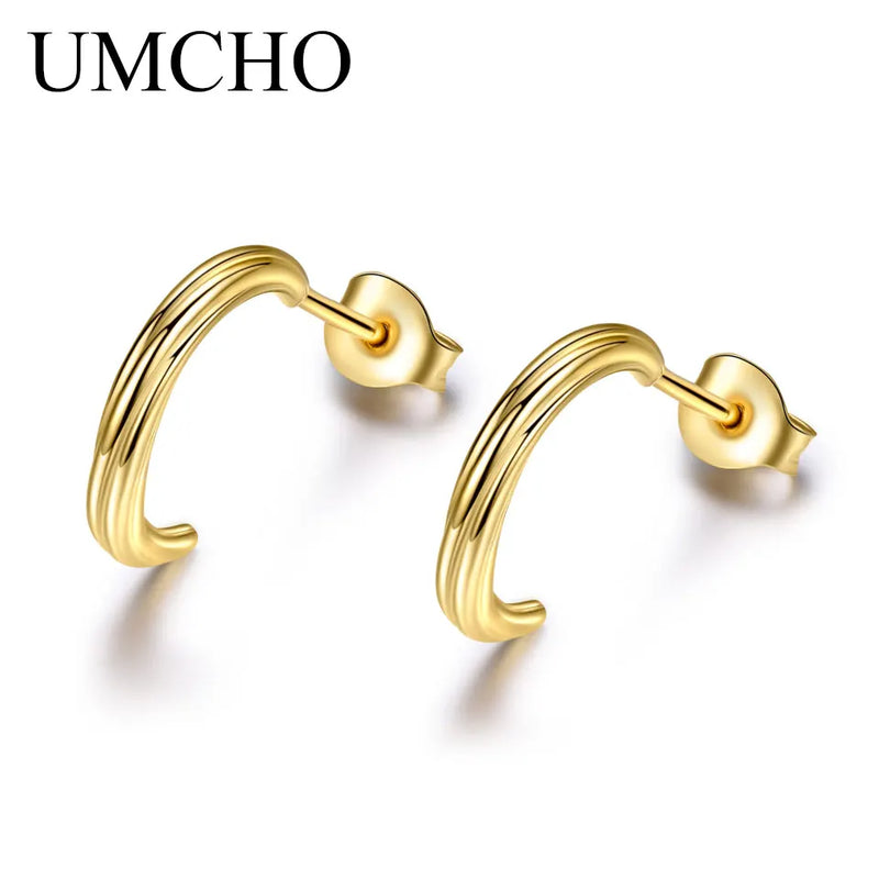 925 Sterling Silver Stud Earrings Party Fine Jewelry Yellow