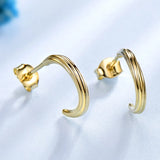 925 Sterling Silver Stud Earrings Party Fine Jewelry Yellow