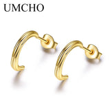925 Sterling Silver Stud Earrings Party Fine Jewelry Yellow