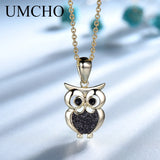 S925 Silver Owl Pendant Necklace for Women