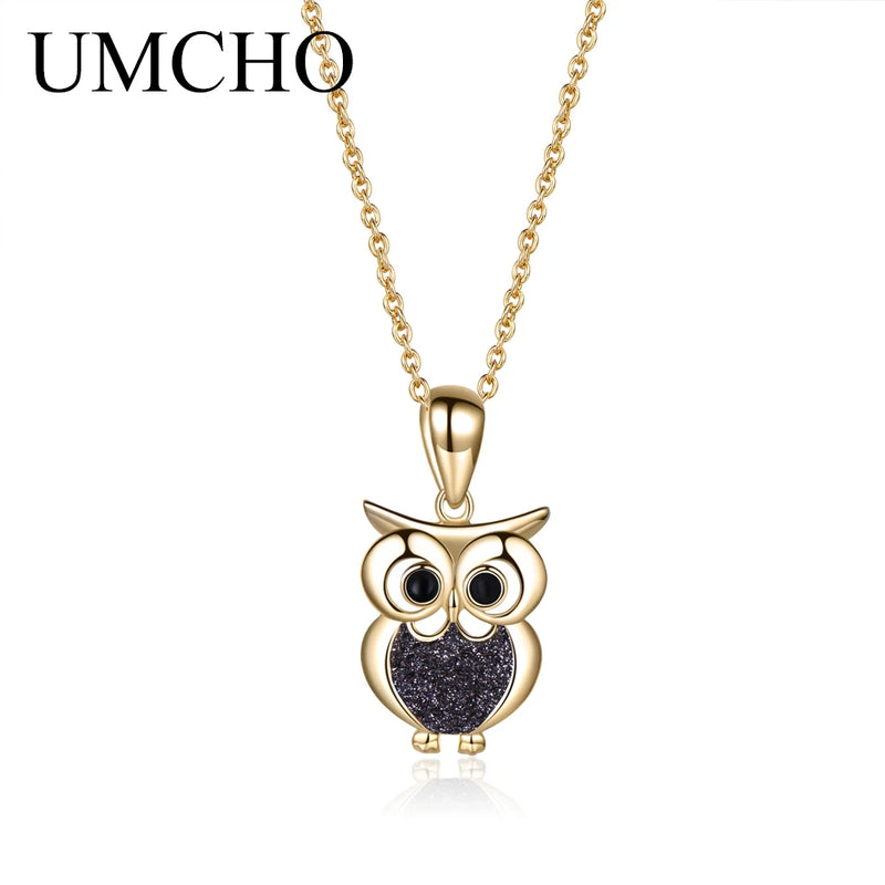 S925 Silver Owl Pendant Necklace for Women