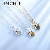 S925 Silver Owl Pendant Necklace for Women