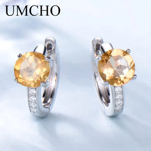 2.0ct Natural Citrine Clip Earrings 925 Sterling Silver Female Fine Jewelry