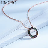 925 Silver Hexagon Pattern Necklace Wedding Gift With Chain