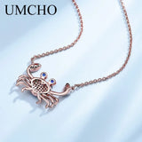 925 Silver Colorful Crab Chain Necklace Sterling Silver Women's Jewelry
