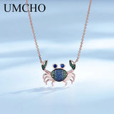 925 Silver Colorful Crab Chain Necklace Sterling Silver Women's Jewelry