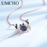 925 Silver Colorful Crab Chain Necklace Sterling Silver Women's Jewelry