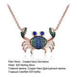925 Silver Colorful Crab Chain Necklace Sterling Silver Women's Jewelry