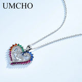 925 Silver Colorful Mom Heart Necklace Sterling Silver Pendant Women Gift