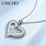 925 Silver Colorful Mom Heart Necklace Sterling Silver Pendant Women Gift