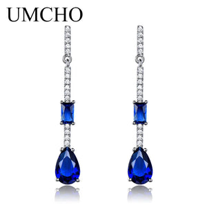925 Silver Water Drop Nano Sapphire Earrings for Women