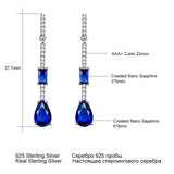 925 Silver Water Drop Nano Sapphire Earrings for Women