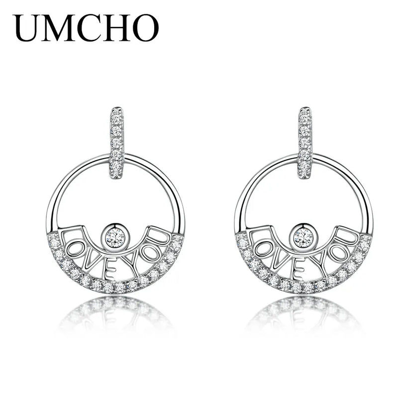 925 Silver Earrings LOVE YOU Drop Earrings Sterling Silver Jewelry For Women