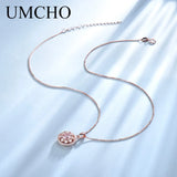 925 Silver Morganite Pendant Necklace Gemstone For Girl Gift