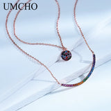 925 Sterling Pink Zircon Pendant Necklace for Women Girls