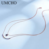 925 Sterling Pink Zircon Pendant Necklace for Women Girls