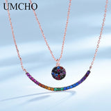 925 Sterling Pink Zircon Pendant Necklace for Women Girls