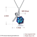 925 Silver Crystal Cube Drop Pendant Necklace Wedding Jewelry