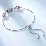 925 Silver Garnet Gemstone Box Chain Bracelet Adjustable Wedding Jewelry Gift