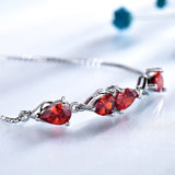 925 Silver Garnet Gemstone Box Chain Bracelet Adjustable Wedding Jewelry Gift