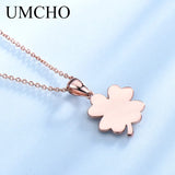 925 Silver Red Glitter Clover Pendant Necklace, Girls Party Gift