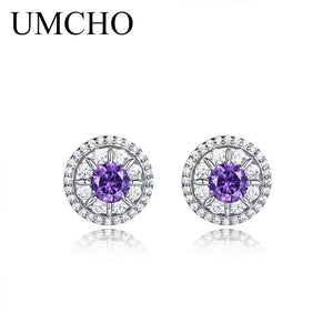 925 Silver Amethyst Clip Earrings Wedding Engagement Jewelry